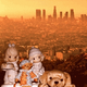 Adorable figurines and stuffed animals loom over Los Angeles' sentiment-choked skyline.